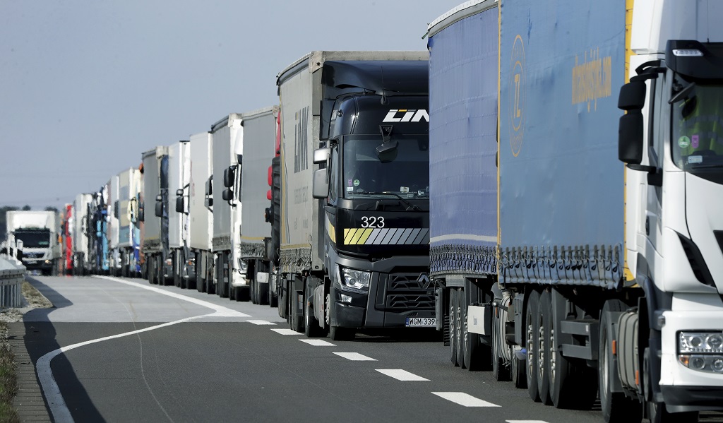 Kolona kamionů v Německu