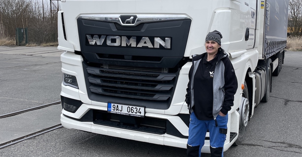 WOMAN in truck